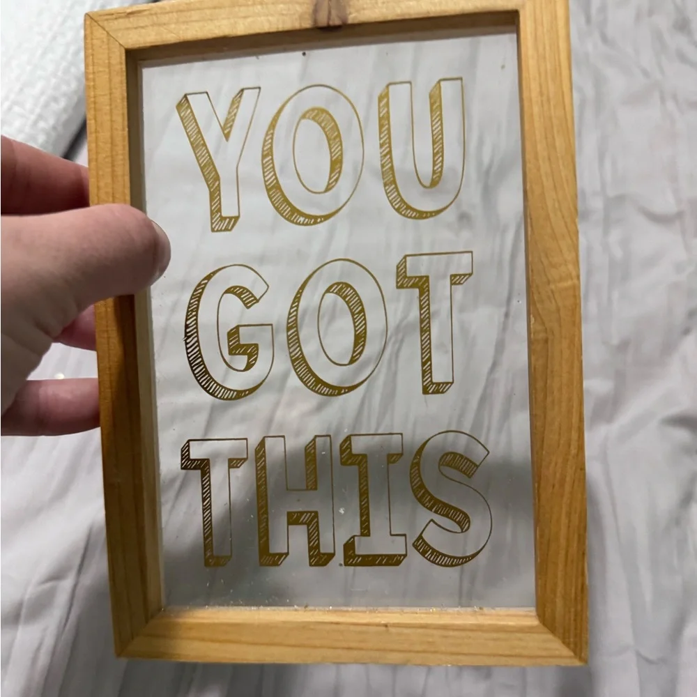 Target Wooden Framed Art with Gold Text